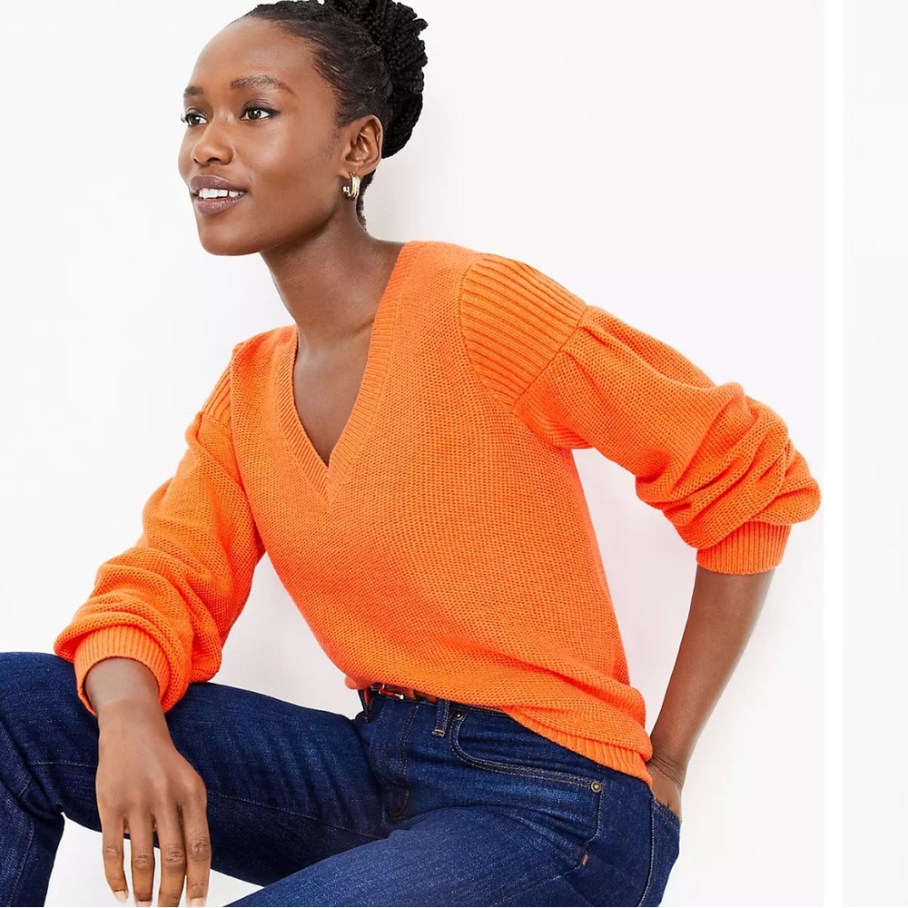 NWT LOFT HONEYCOMB STITCH V-NECK SWEATER PERFECT FOR SPRING